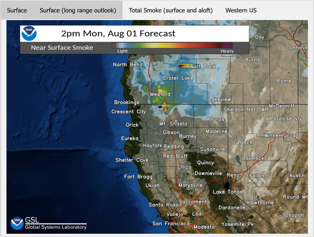 National Weather Service Smoke Forecast – Mt. Ashland Ski Area